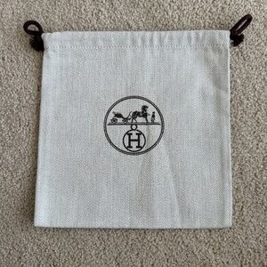 Authentic Hermes Herringbone Tweed Drawstring Storage Dust Bag Size  9 x 8.5